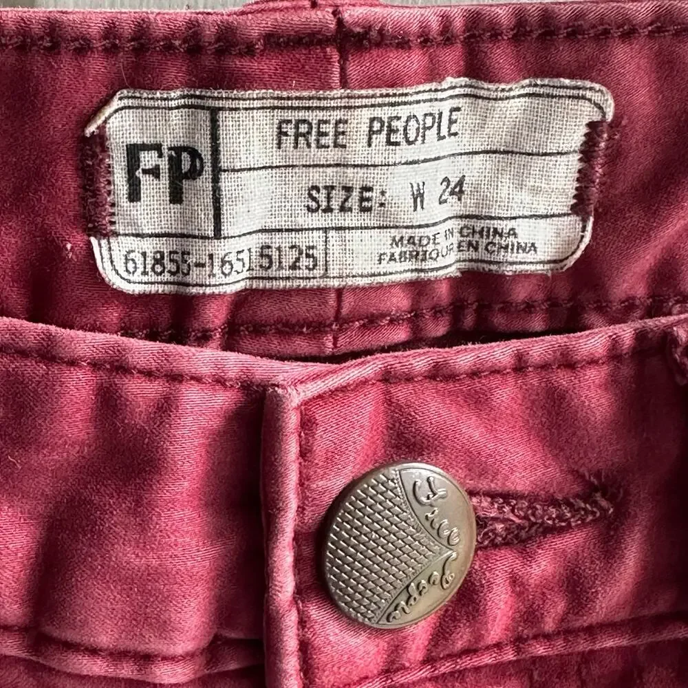 Free People Skinny Ankle Zip Jeans – Raspberry/Berry Wash – Women’s Size 24